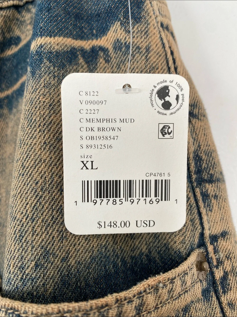 NEW We The Free People Crvy Outlaw Mid-Rise Wide Leg Jeans XL Tan Blue Boho Chic